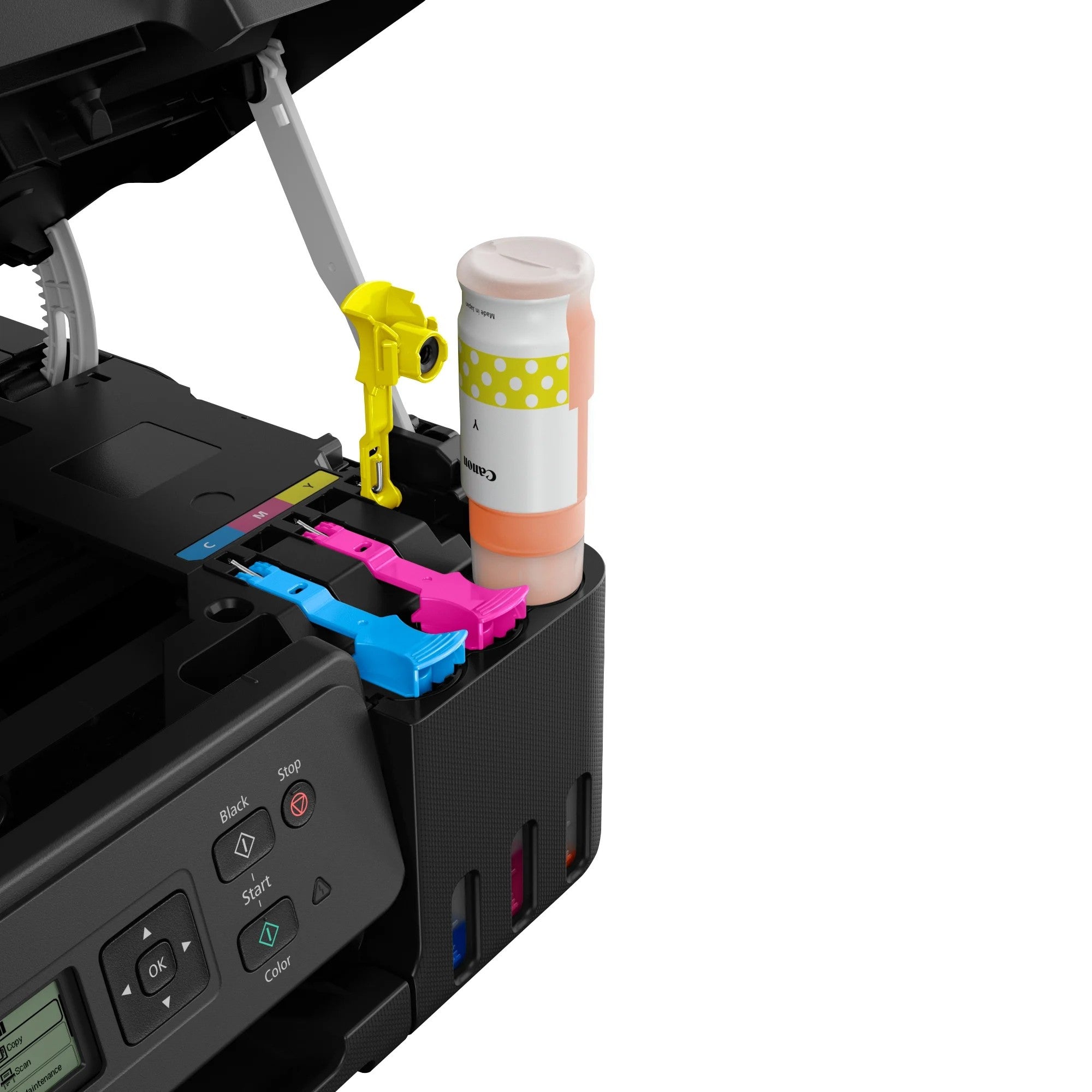 Canon MFP PIXMA G3470 An efficient multi-functional printer, with high yield ink bottles, printing : Up to 4800 x 1200 dpi 2 FINE Cartridges (Black an