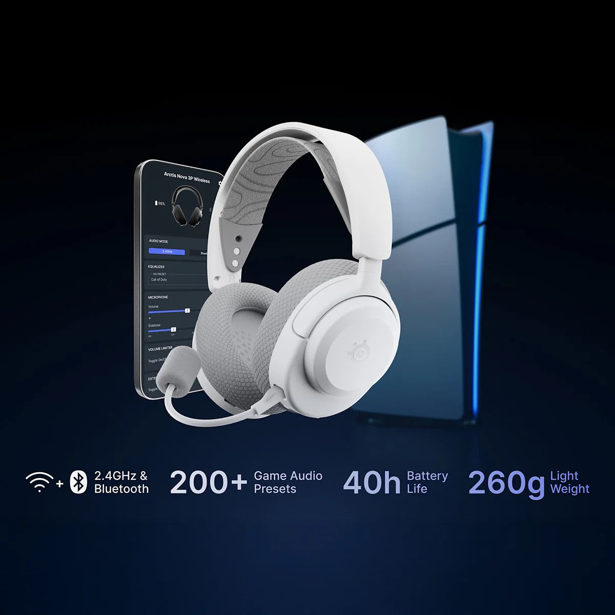 SteelSeries Gaming Headset Arctis Nova 3PW, BT/WL, white
