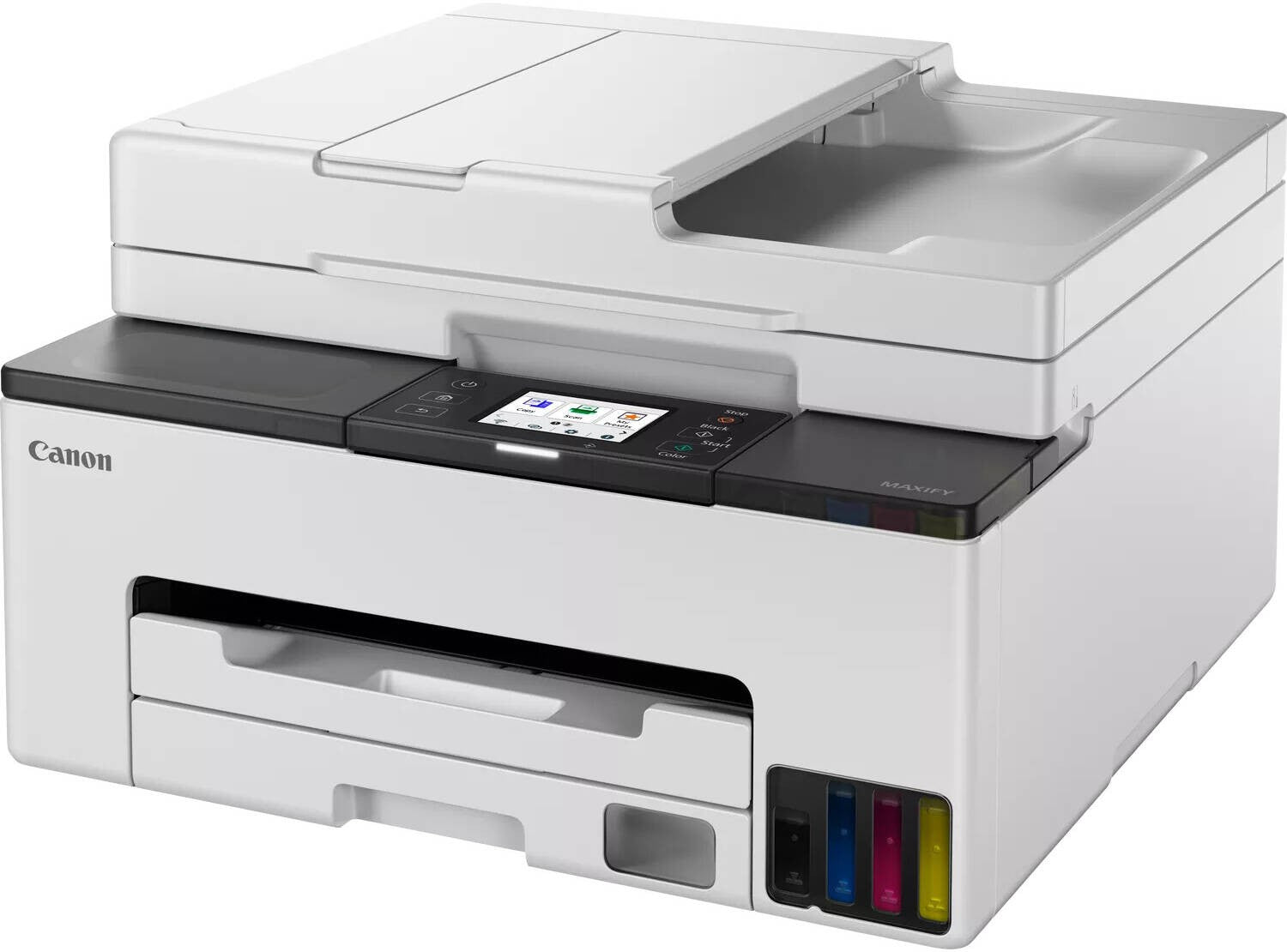 Canon IJ MFP MAXIFY GX2040 with high yield ink bottles, printing : Up to Up to 600 x 1200 dpi , Scanner Resolution 1,200 x 2,400 dpi /Display / 2.7" /