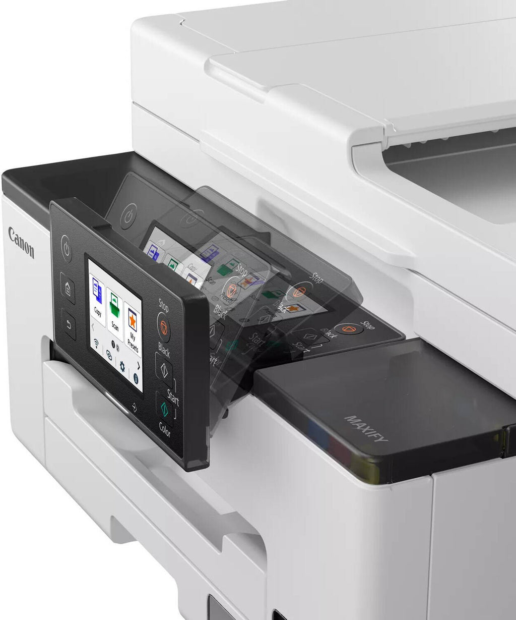 Canon IJ MFP MAXIFY GX2040 with high yield ink bottles, printing : Up to Up to 600 x 1200 dpi , Scanner Resolution 1,200 x 2,400 dpi /Display / 2.7" /