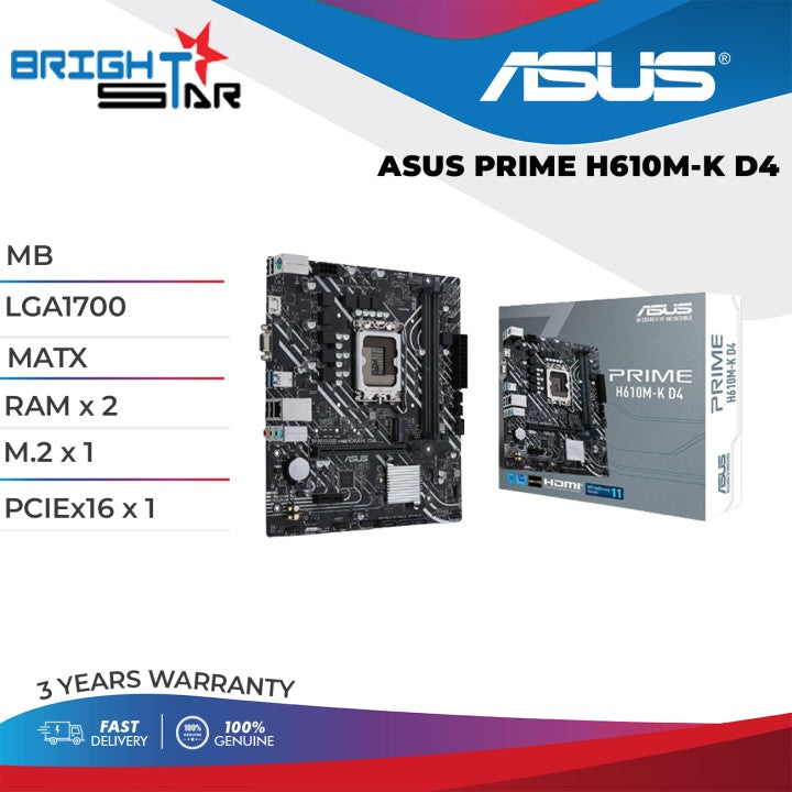 ASUS Motherboard PRIME H610M-K D4 s1700 H610 2xDDR4 M.2 HDMI D-Sub mATX