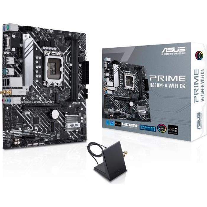ASUS Motherboard PRIME H610M-R D4-SI s1700 H610 2xDDR4 M.2 HDMI D-Sub DVI mATX White BOX WITH ACCESSORY