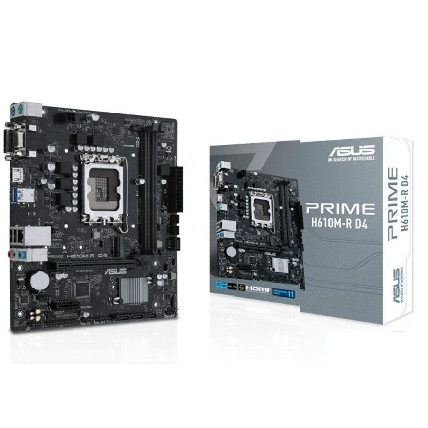 ASUS Motherboard PRIME H610M-R D4-SI s1700 H610 2xDDR4 M.2 HDMI D-Sub DVI mATX White BOX WITH ACCESSORY