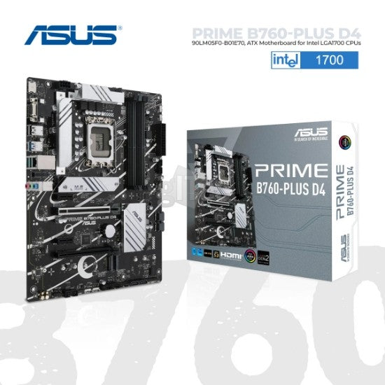 ASUS Motherboard PRIME B760-PLUS D4 s1700 B760 4xDDR4 M.2 HDMI D-Sub DP ATX