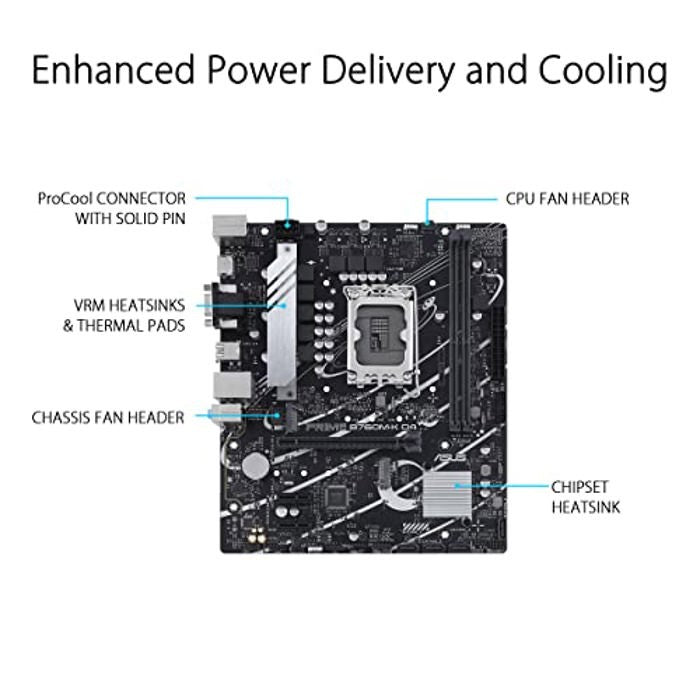 ASUS Motherboard PRIME B760M-K D4 s1700 B760 2xDDR4 M.2 HDMI D-Sub mATX