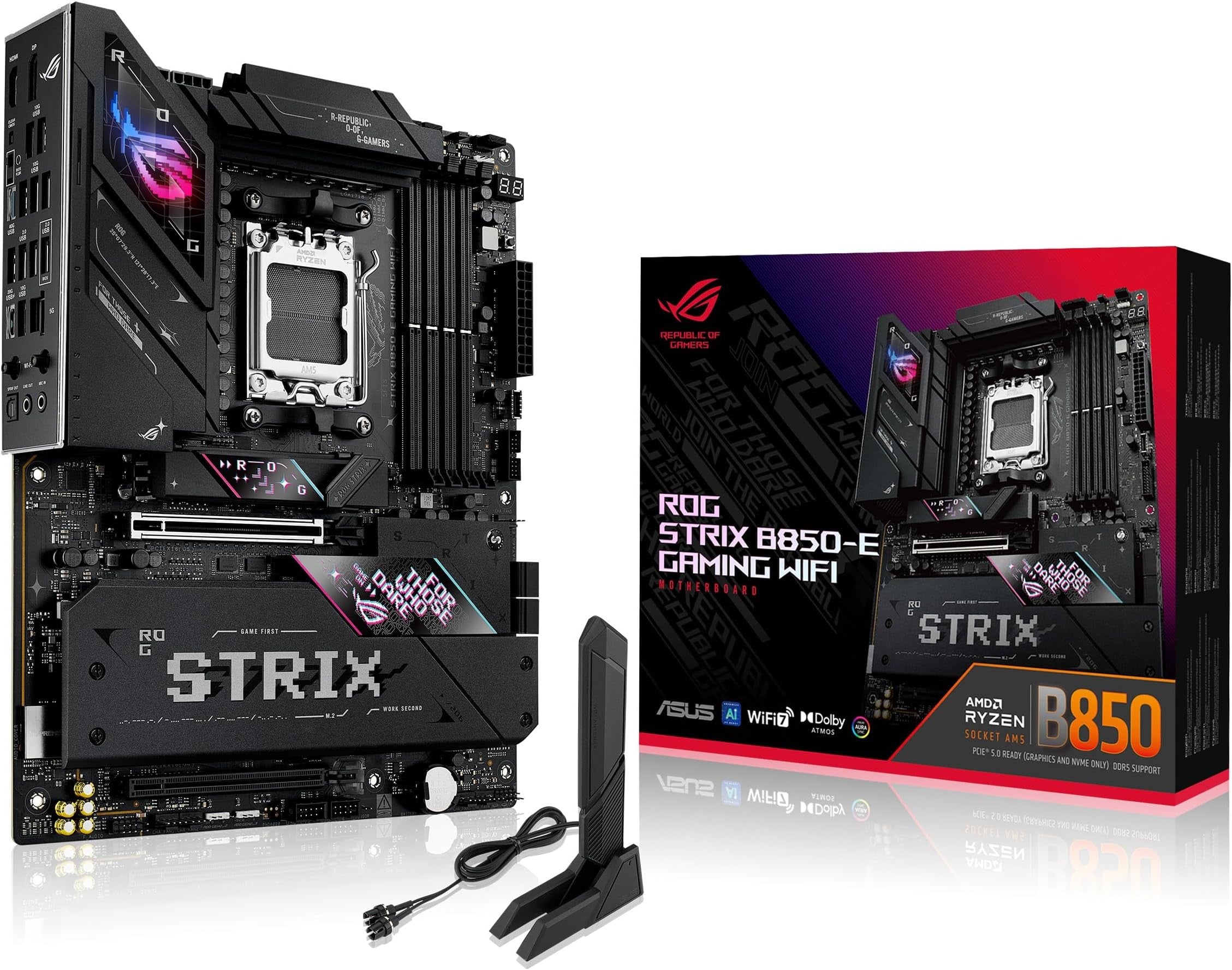 ASUS Motherboard B850 MAX GAMING WIFI W sAM5 B850 4xDDR5 M.2 HDMI DP WiFi BT ATX white