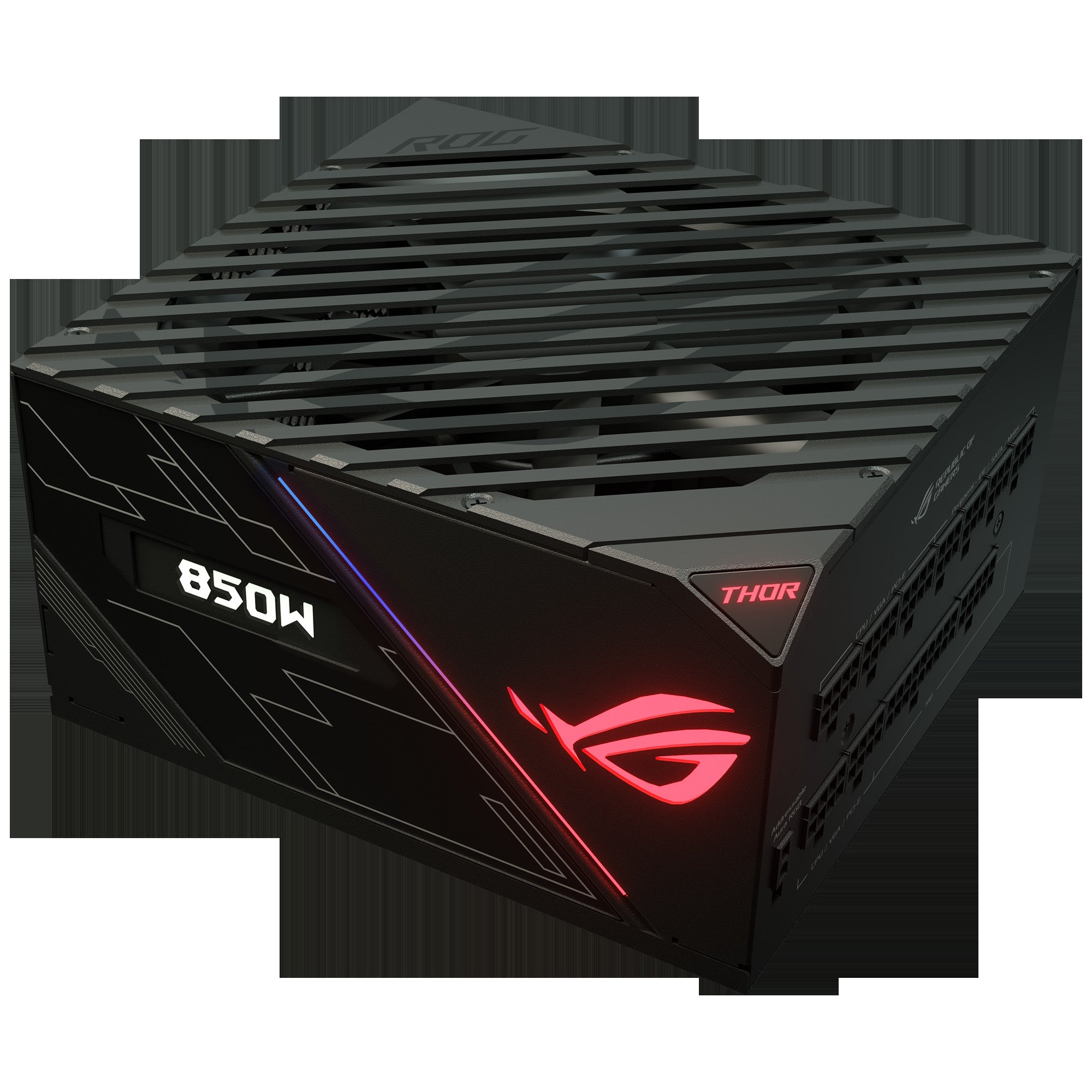 ASUS ROG THOR (850W), >90%, 80+ Platinum, 135mm, 1xMB 24pin(20+4), 2xCPU 8pin(4+4), 6xMolex, 10xSATA, 83xPCIe 8pin(6+2), Fully Modular, ARGB, ROG-THOR
