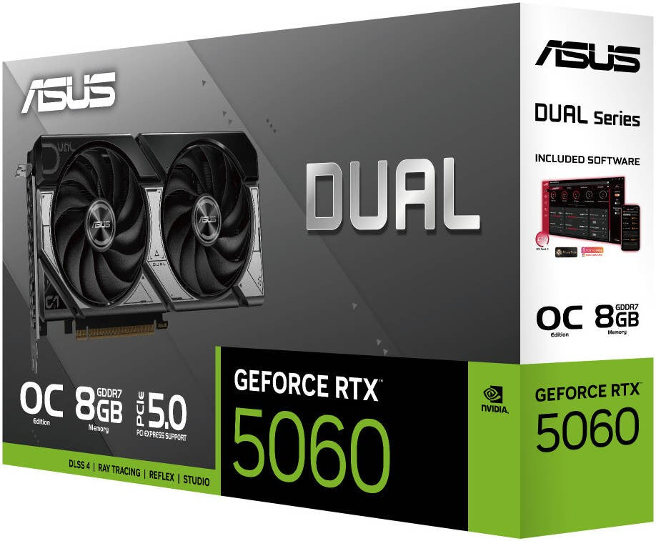 ASUS Graphic Card GeForce RTX 5060 8GB GDDR7 OC DUAL-RTX5060-O8G-WHITE