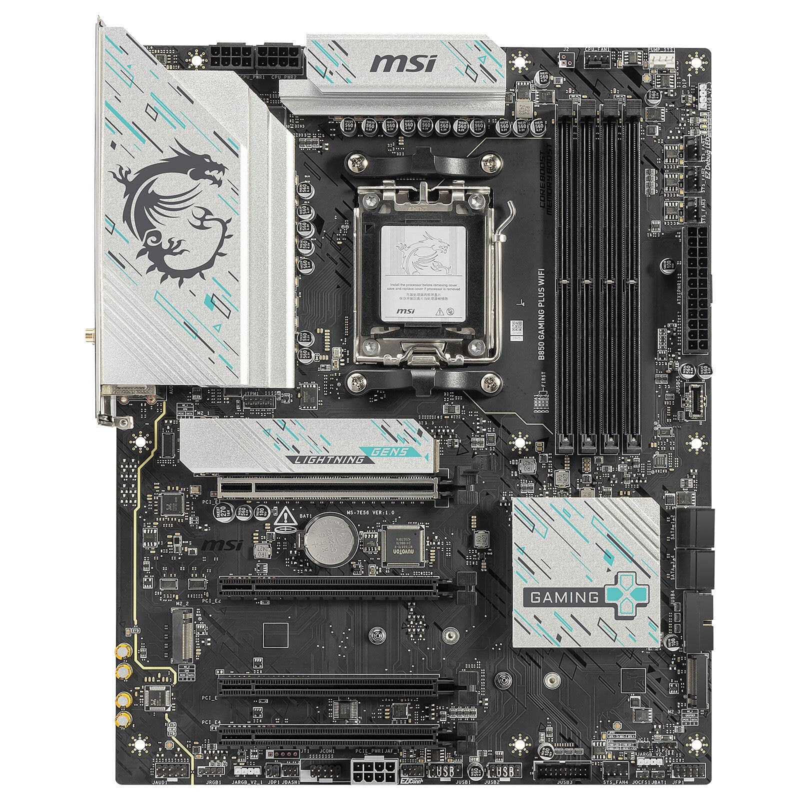 MSI Motherboard B850 GAMING PLUS WIFI sAM5 B850 4xDDR5 M.2 DP WiFi BT ATX