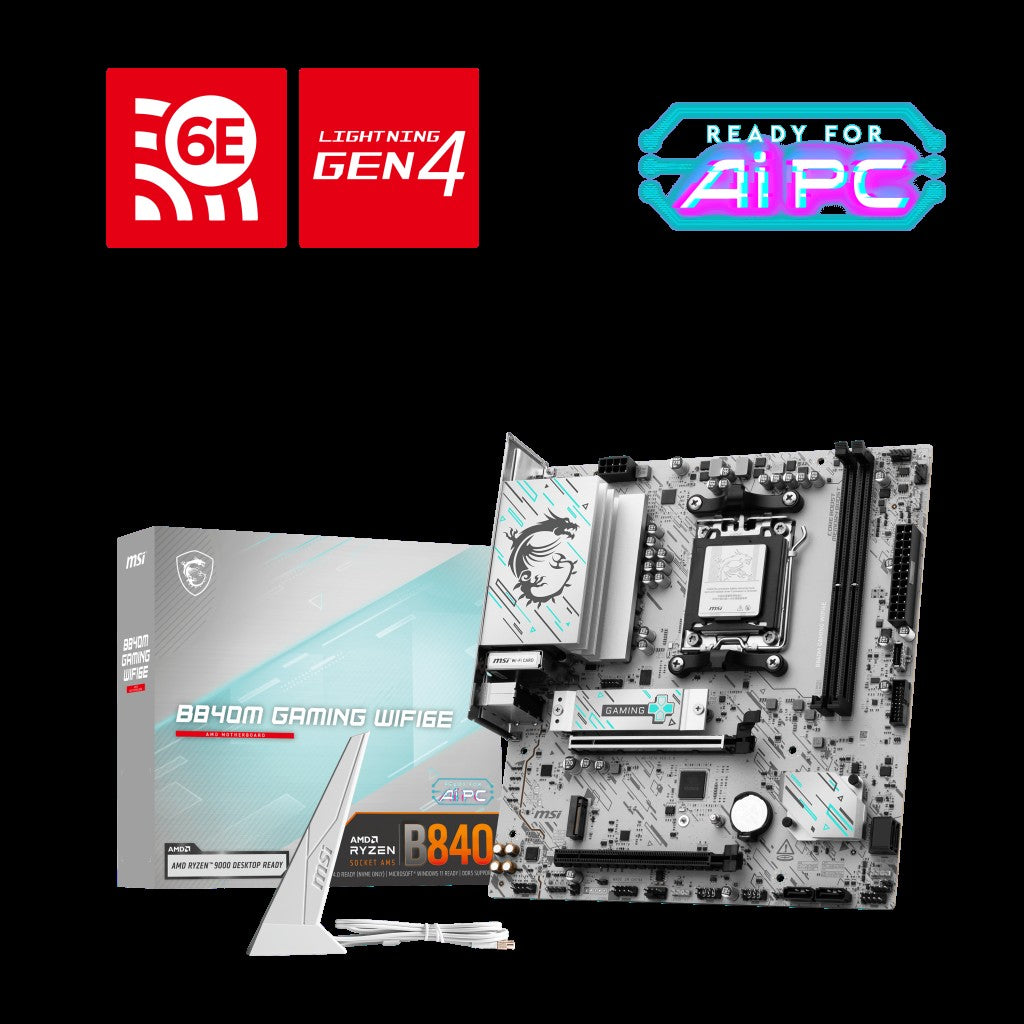 MSI Motherboard PRO B840M-P WIFI6E sAM5 B840 4xDDR5 M.2 HDMI WiFi BT mATX