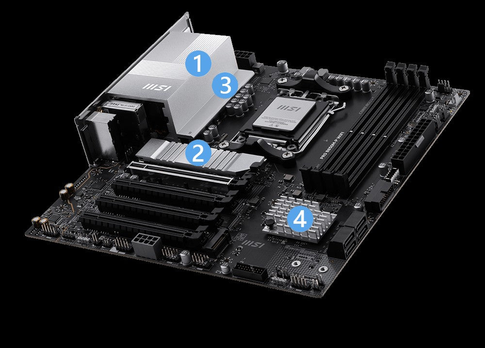 MSI Motherboard PRO B850-S WIFI6E sAM5 B850 4xDDR5 M.2 HDMI WiFi BT ATX