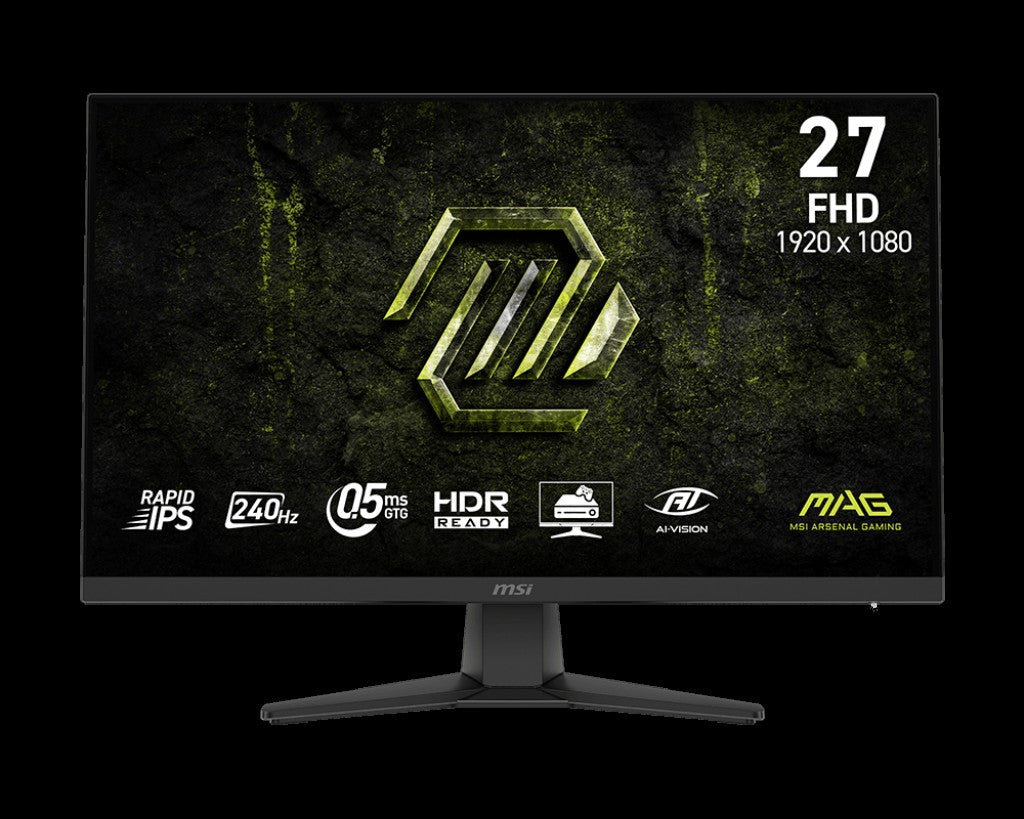MSI MAG 272F / 27" (69 cm) / Flat / Rapid IPS /1920 x 1080 (FHD) / 300 NIT /sRGB 115% / 200Hz /178°- 178° / 0.5ms (GtG, Min.) /HDR Ready / 1x DP / 1xH