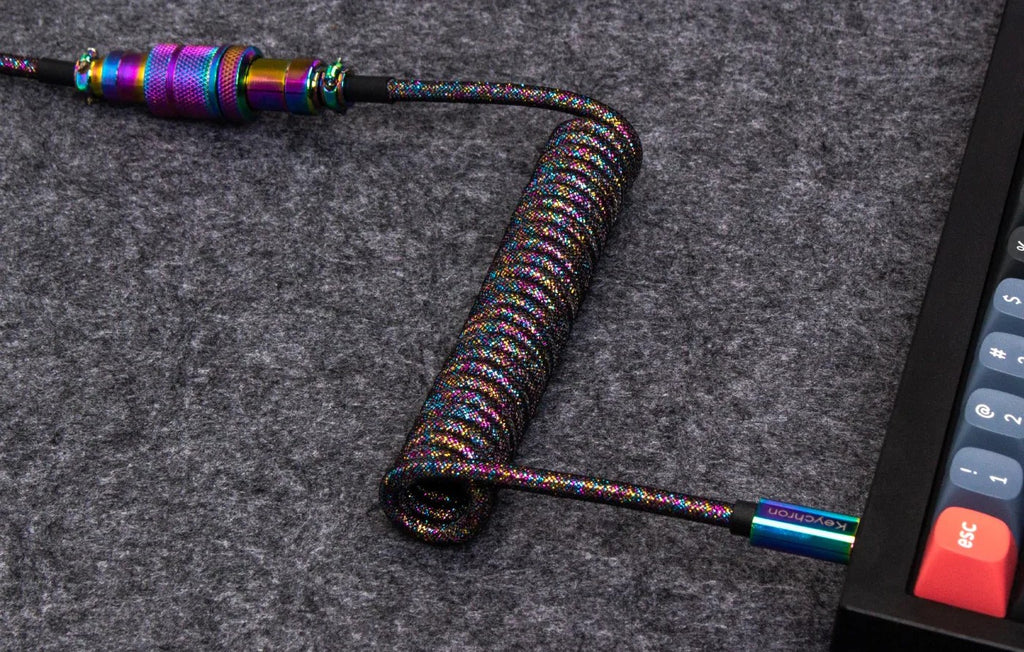 Cabel Type-A/Type-C Keychron Premium Coiled Aviator Cable-Straight Purpule