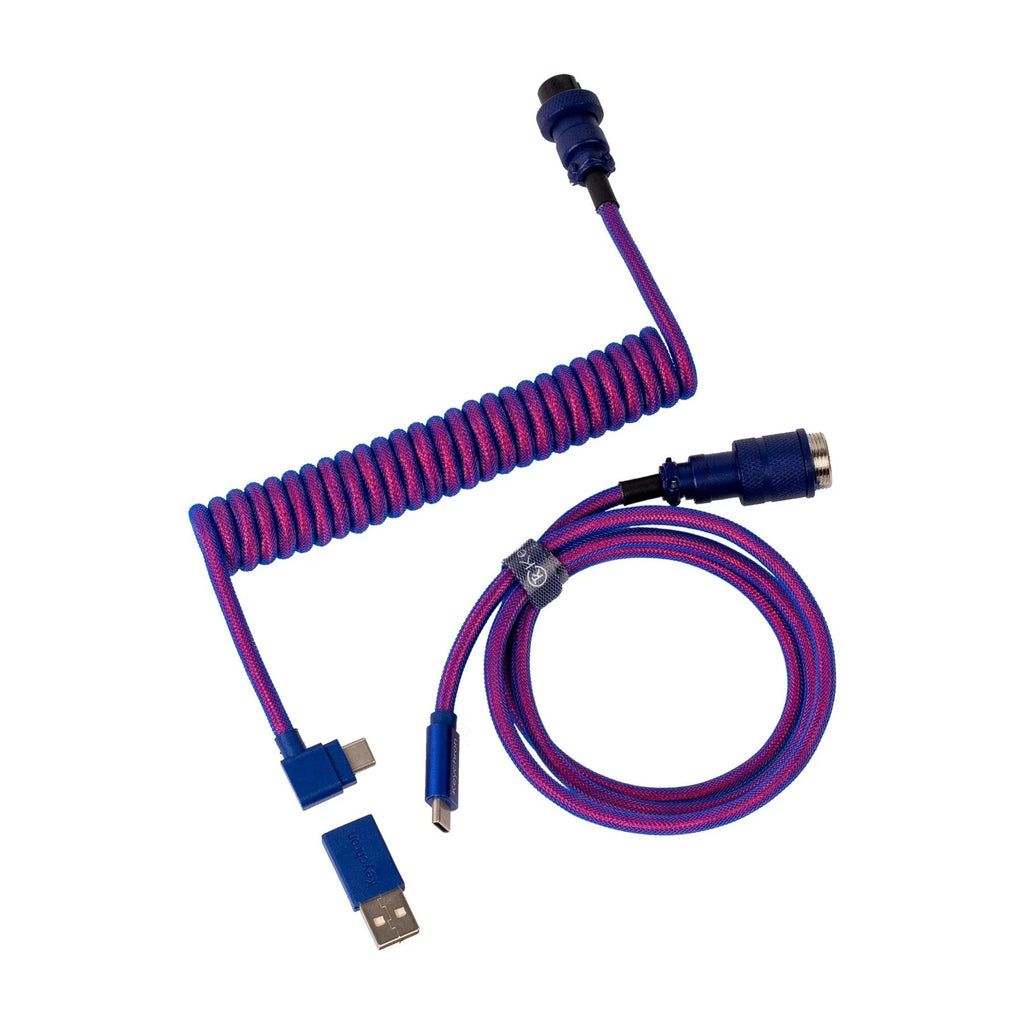 Cabel Type-A/Type-C Keychron Premium Coiled Aviator Cable-Straight Purpule