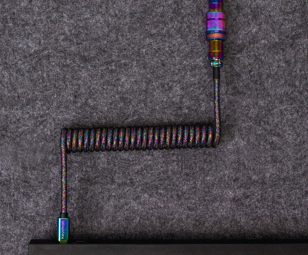Cabel Type-A/Type-C Keychron Premium Coiled Aviator Cable-Angled Red