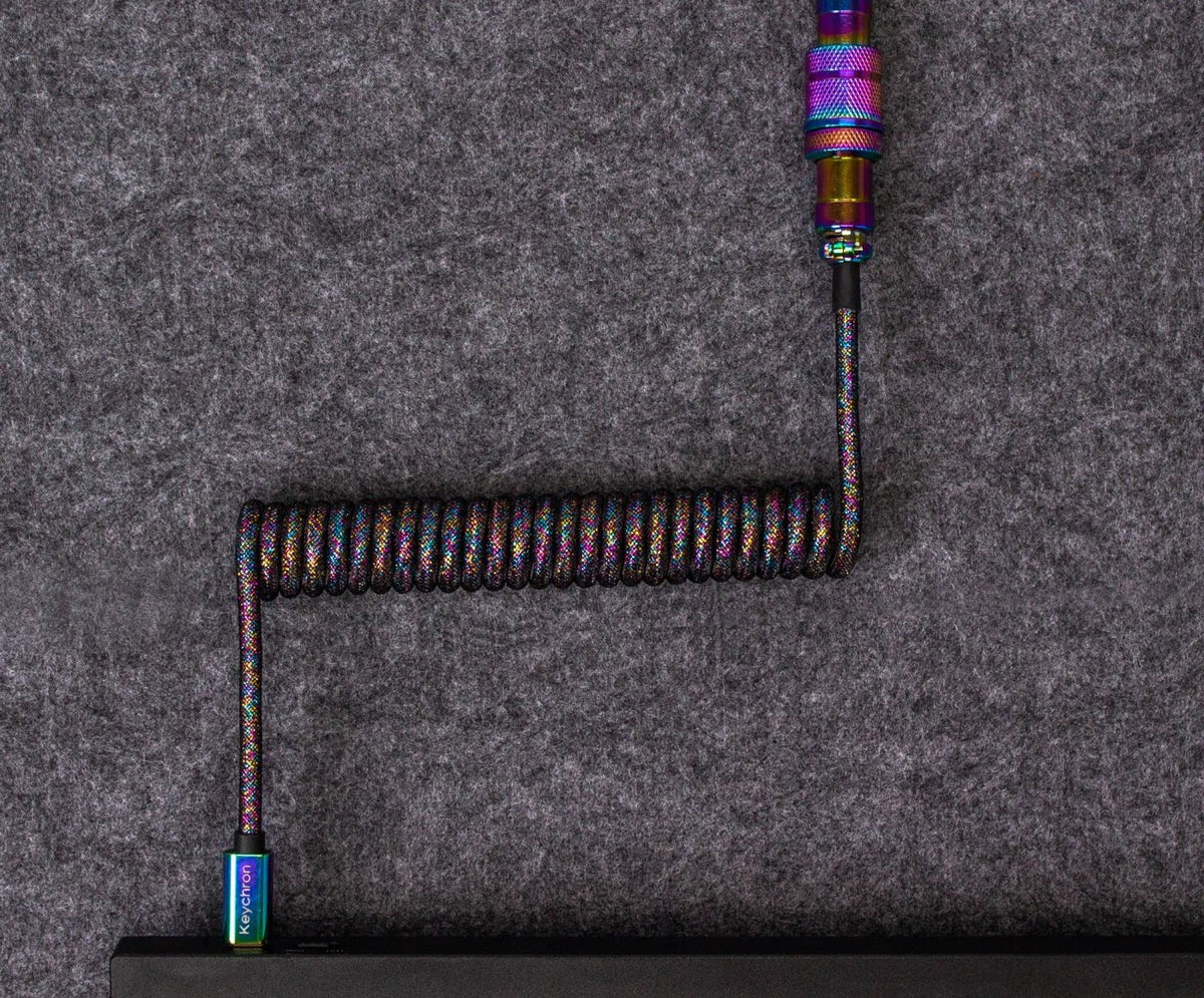 Cabel Type-A/Type-C Keychron Premium Coiled Aviator Cable-Angled Red