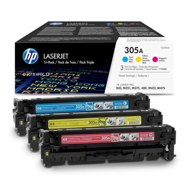 HP 305A 3-pack Cyan/Magenta/Yellow Original LaserJet Toner Cartridges