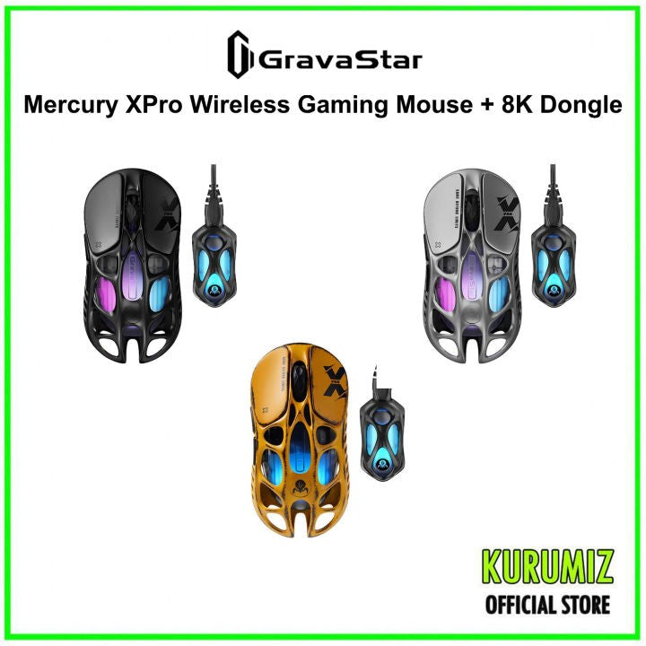 GravaStar Mercury XPro Wireless Gaming Mouse+8K Dongle