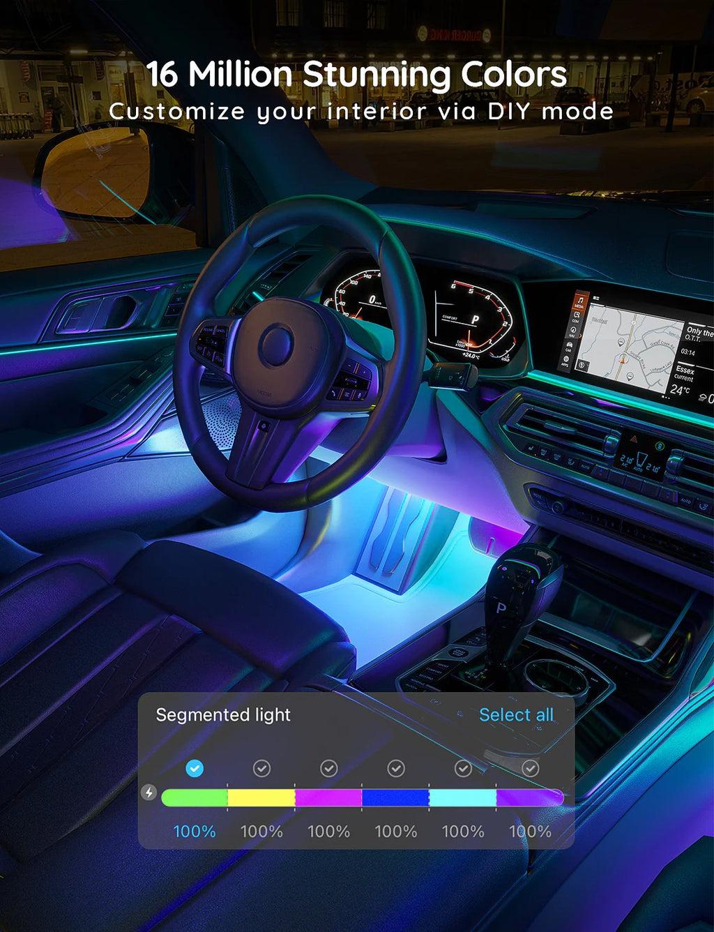 Govee RGBIC Interior Car Lights (30 Scene Mode + 4 Music Mode)--Without Remote Control
