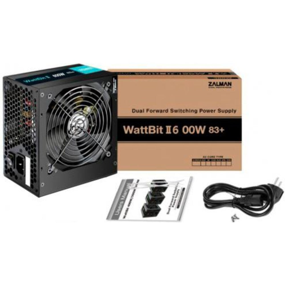 Zalman PSU Wattbit II (600W), 83%, 120mm, 1xMB 24pin(20+4), 1xCPU 8pin(4+4), 3xMolex, 4xSATA, 2xPCIe 8pin(6+2)