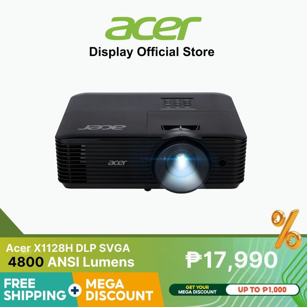 Acer X1128H DLP SVGA (800 x 600) /MAX (1,920 x 1,200)/ 4800 Lm / 3W Speaker x 1 / 6,000 Hours (Standard), 10,000 Hours (ECO), 15,000 Hours (ExtremeEco