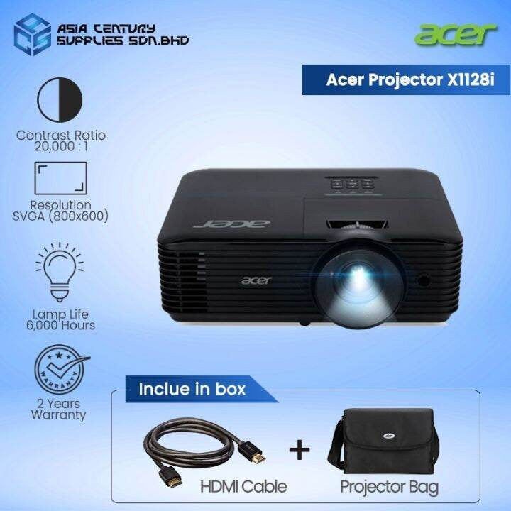 Acer X1128H DLP SVGA (800 x 600) /MAX (1,920 x 1,200)/ 4800 Lm / 3W Speaker x 1 / 6,000 Hours (Standard), 10,000 Hours (ECO), 15,000 Hours (ExtremeEco