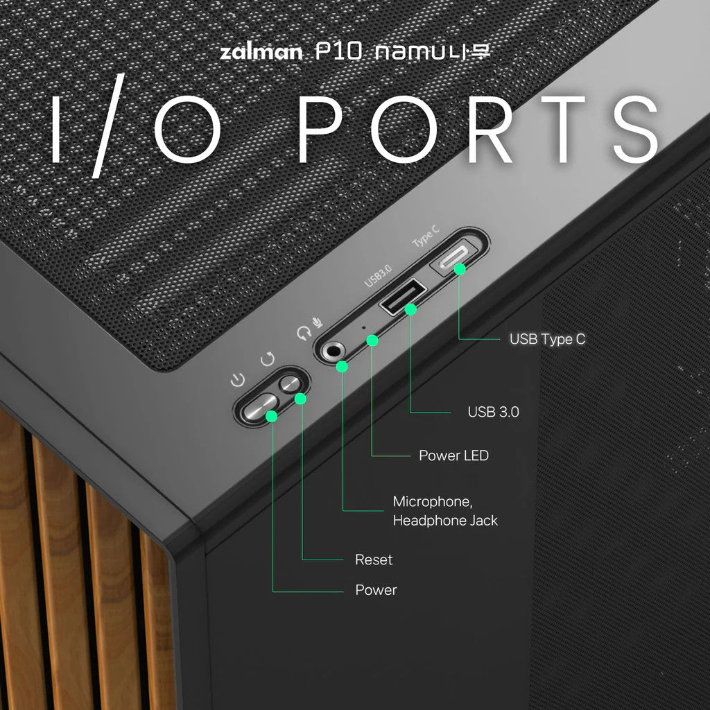 Zalman PC case P10 Namu without PSU, 1xUSB3.0, 1xUSBType-C, 2x120mm, 1x120mm ARGB, VGA 340мм, LCS ready, TG Side Panel, mATX, white