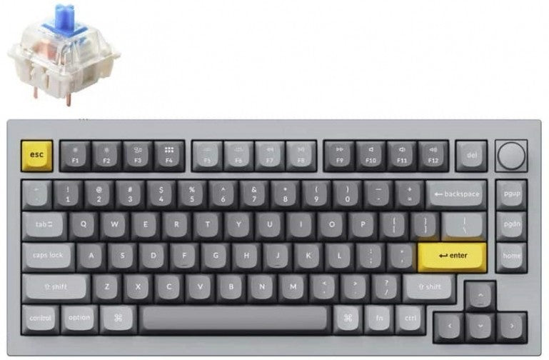 Keyboard mechanical Keychron Q1 75Key, Gateron Phantom Blue, Hot-Swap, QMK, Knob, USB-A, EN, RGB