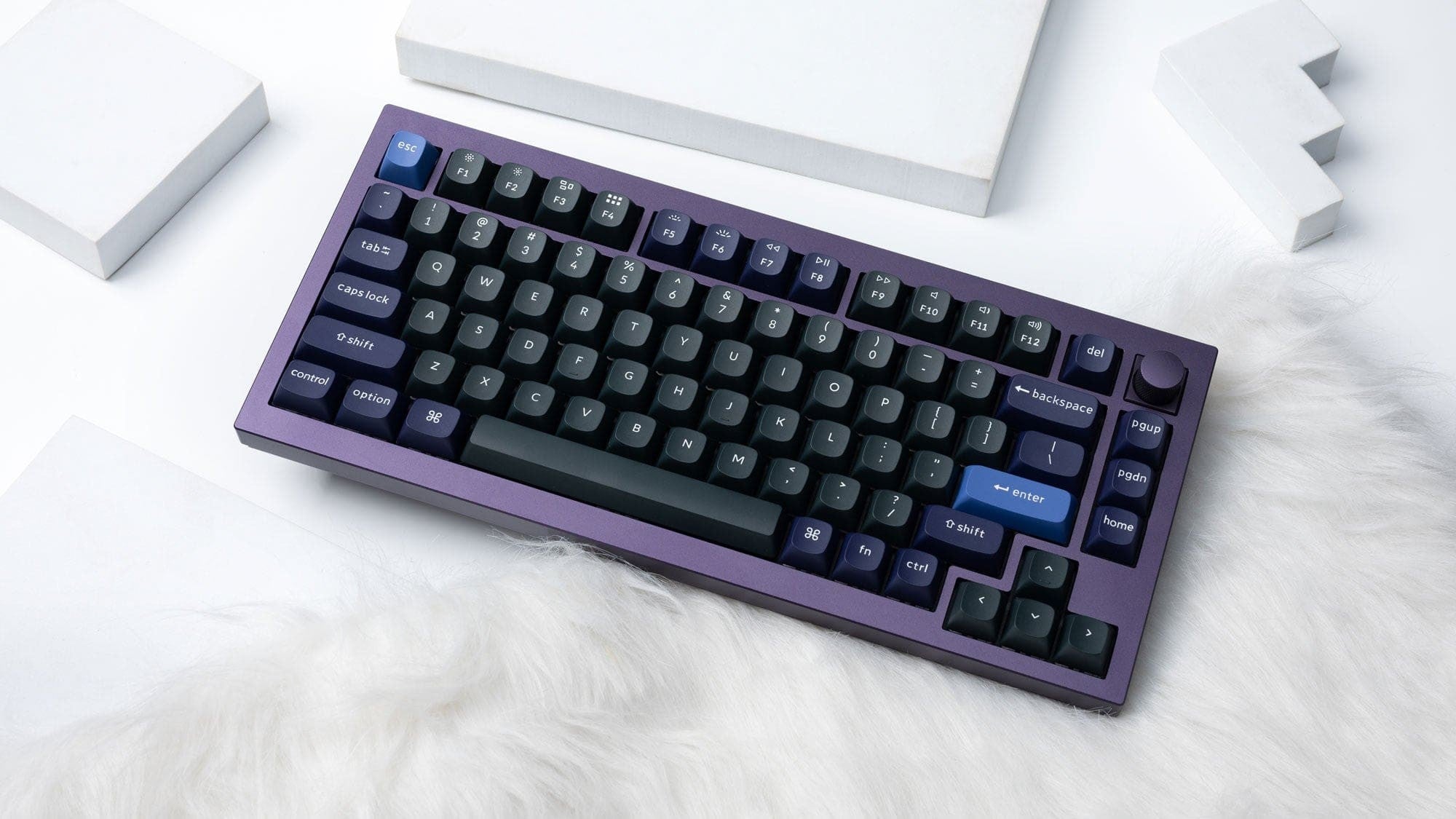 Keyboard mechanical Keychron Q1 75Key, Gateron Phantom Blue, Hot-Swap, QMK, Knob, USB-A, EN, RGB