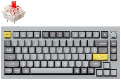 Keychron Q1 QMK Custom HotSwappable Gateron Phantom Brown Switch Mechanical Keyboard Full Assembled Space Grey RGB with Knob Russian Layout