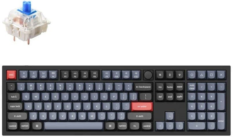 Keyboard mechanical Keychron Q6 104Key, Gateron G PRO Blue, Hot-Swap, QMK, Knob, USB-A, EN, RGB, Чорний