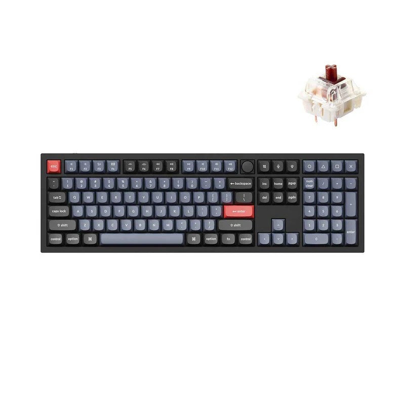 Keyboard mechanical Keychron Q6 104Key, Gateron G PRO Brown, Hot-Swap, QMK, Knob, USB-A, EN, RGB, Чорний