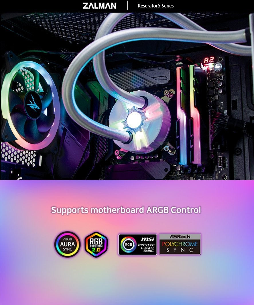 Zalman Water cooling system Reserator 5 Z24 ARGB White, LGA 1700, 1200, 2011, 2011-V3, 2066, 115x, AM5, AM4, TDP320W