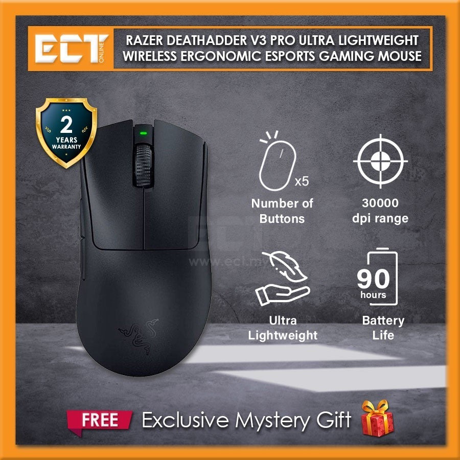 Razer Mouse Deathadder V3 Pro, USB-A/WL/BT, white