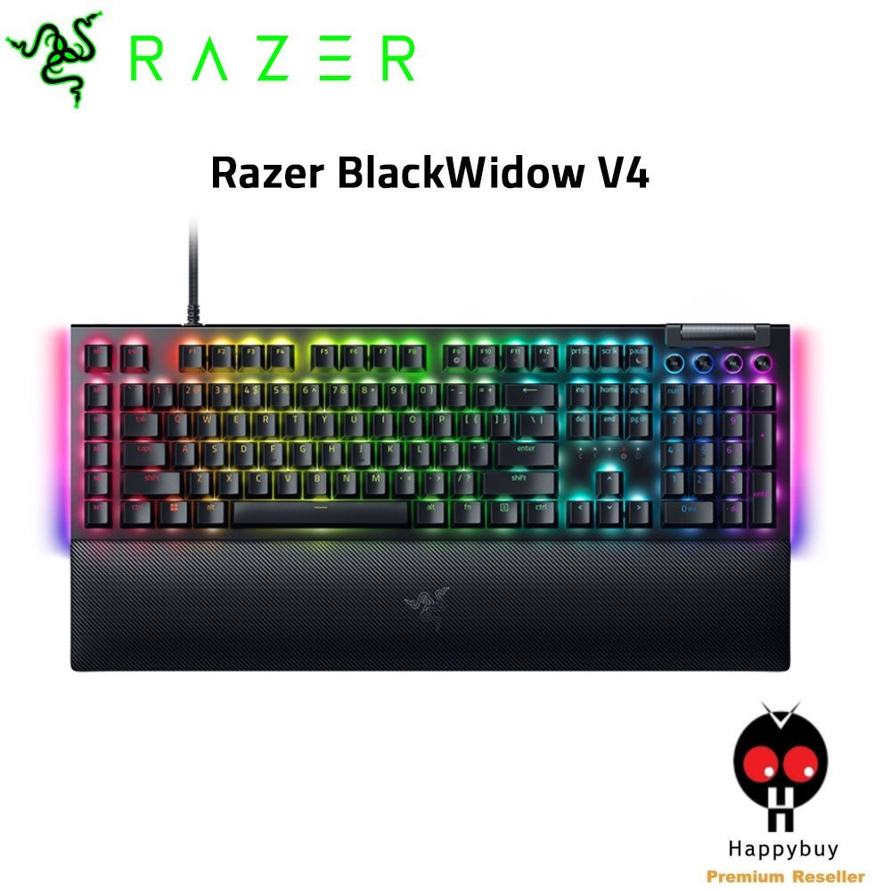 Razer Keyboard mechanical BlackWidow V4, 114key, Green Switch, USB-A, EN, RGB, black