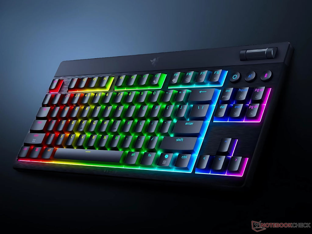 Razer Keyboard mechanical BlackWidow V4 Low-profile TKL HyperSpeed, 87key, Yellow Switch, USB-A/WL/BT, EN, RGB, black