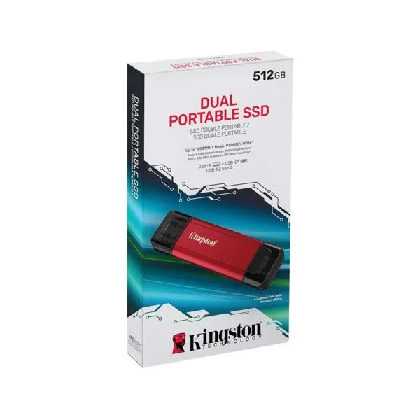 Portable SSD Kingston 512GB USB 3.2 Gen 2 Dual USB-A R1050/W950MB/s