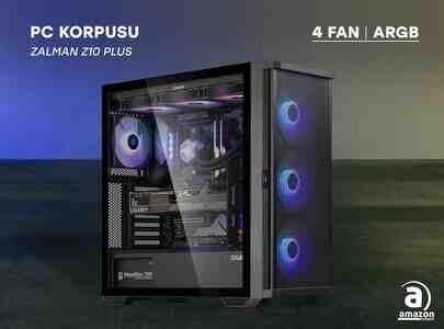 Zalman PC case Z10 Plus without PSU, 2xUSB3.0, 1xUSB Type-C, 3x140mm ARGB, 1x120mm ARGB, VGA 395mm, LCS ready, TG Side Panel, EATX, black