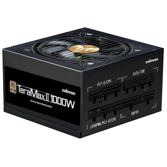 Zalman PSU Teramax 2 View (1000W) 99%, 80+ Gold, 120мм, 1xMB 24pin(18+10), 2xCPU(4+4 pin), 3xMolex, 12xSATA, 4xPCIe 8pin(6+2), 1xPCIe GEN5 16pin, 1x +