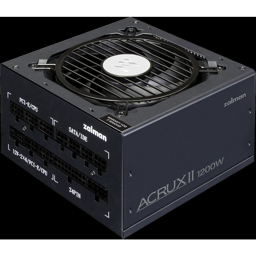 Zalman PSU Acrux (1200W), 94%, 80+ Platinum, 135mm, 1xMB 24pin(20+4), 2xCPU (8pin(4+4)+8pin), 8xMolex, 16xSATA, 8xPCIe 8pin(6+2), Fully Modular