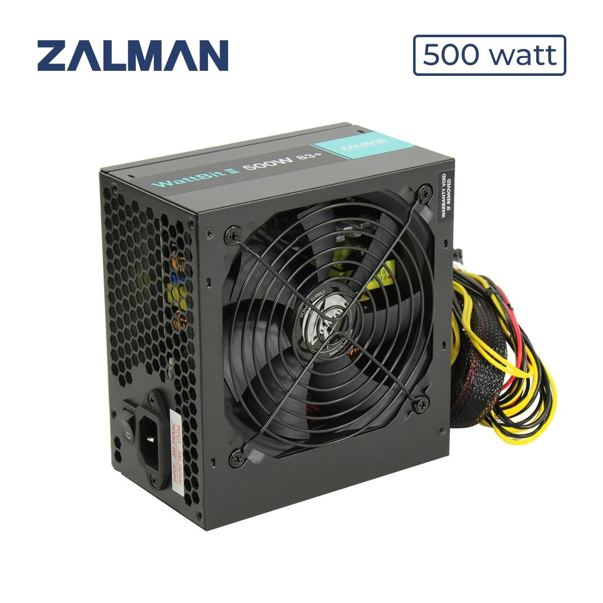Zalman PSU Wattbit II (500W), 83%, 120mm, 1xMB 24pin(20+4), 1xCPU 8pin(4+4), 3xMolex, 4xSATA, 2xPCIe 8pin(6+2)